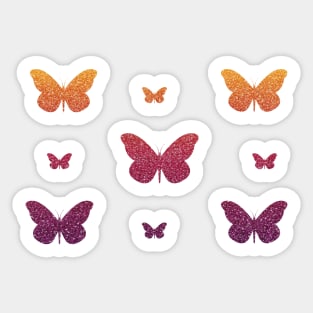 Deep Purple Red Orange Ombre Faux Glitter Butterflies Sticker